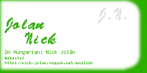 jolan nick business card