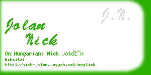 jolan nick business card